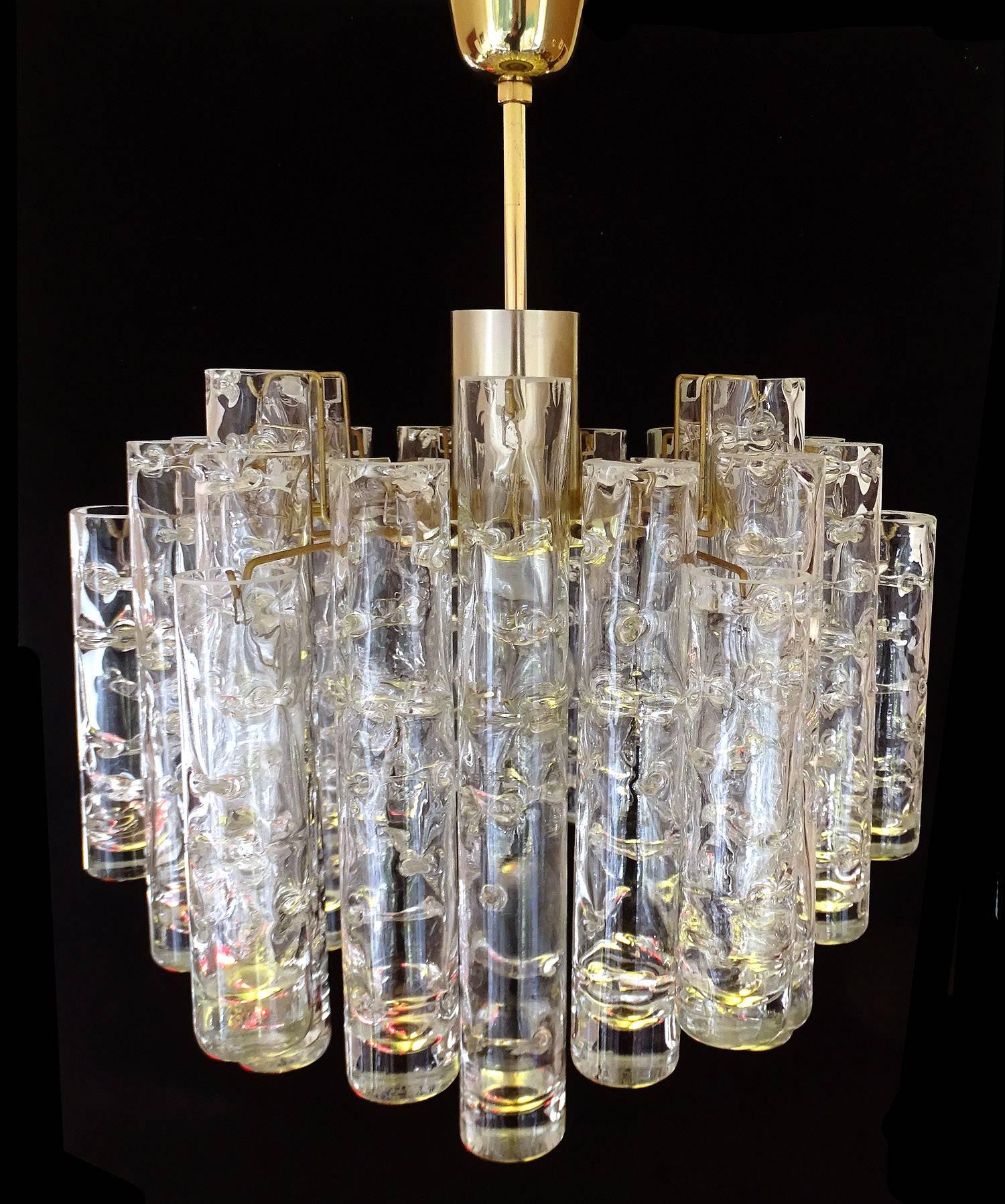 Mid-20th Century Doria Murano Glass Brass Chandelier, 1960s Pendant Lamp