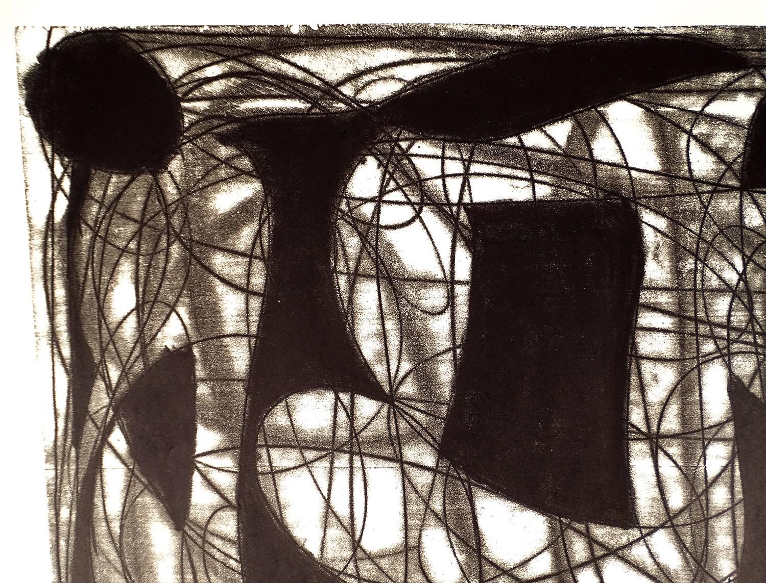 Alwin Carstens Contemporary Modern Abstract Woodblock Lithography, circa 1960s For Sale 1