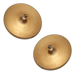 Pair Very Large Gold Bronze Minimalist Sconces, 1960s Design, Stilnovo Style 7