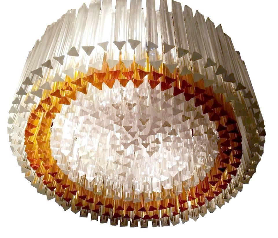 Mid-Century Modern Very Large Venini Murano  Chandelier with 400  Amber Clear Glass Pendant Light