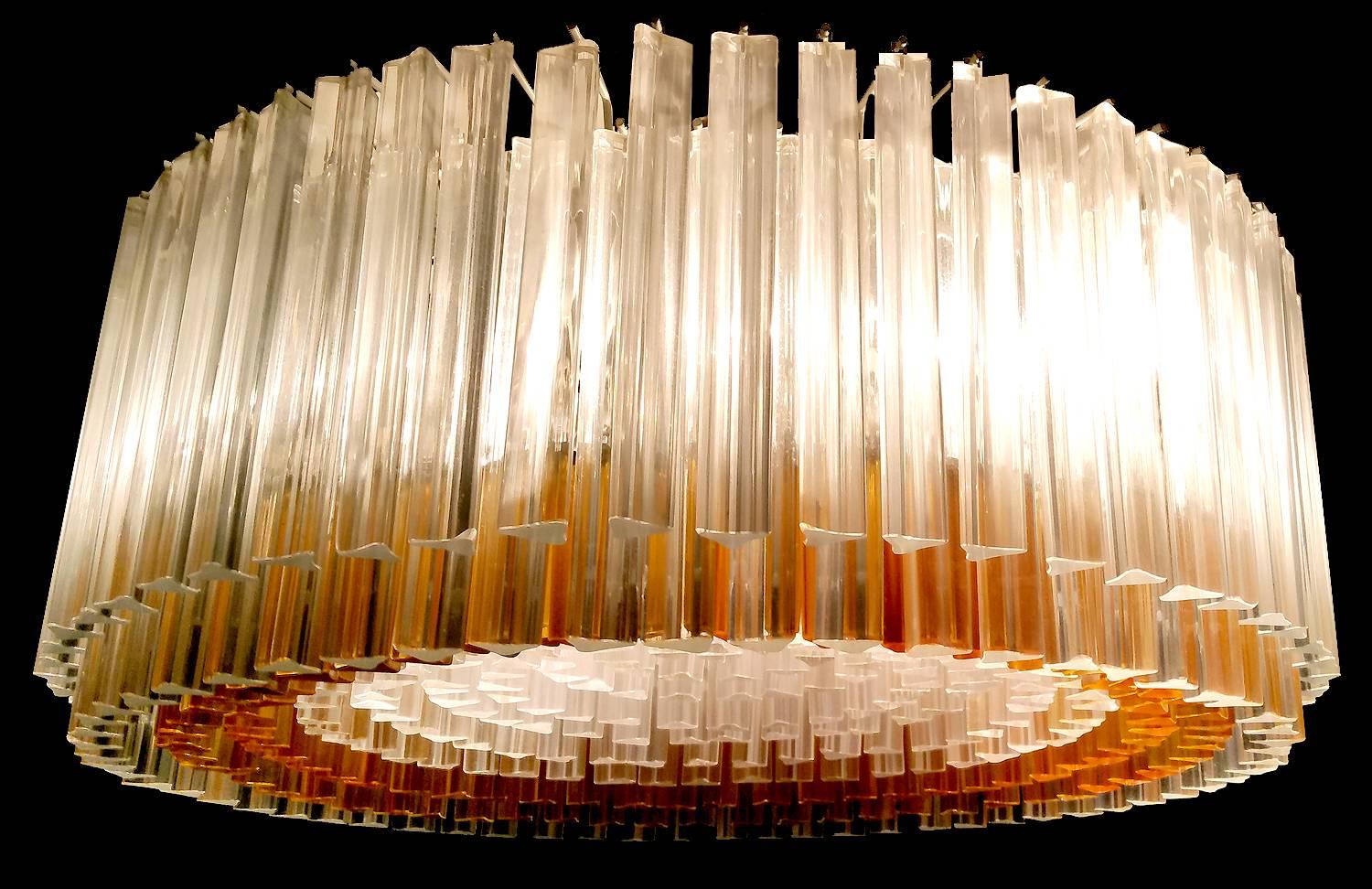 Italian Very Large Venini Murano  Chandelier with 400  Amber Clear Glass Pendant Light