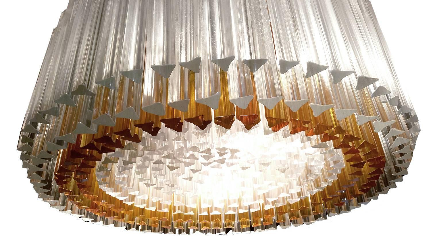 Mid-20th Century Very Large Venini Murano  Chandelier with 400  Amber Clear Glass Pendant Light
