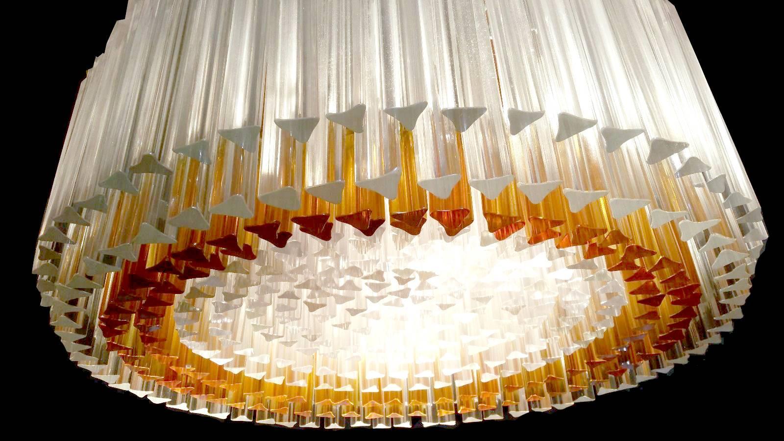 Very Large Venini Murano  Chandelier with 400  Amber Clear Glass Pendant Light In Excellent Condition In Bremen, DE