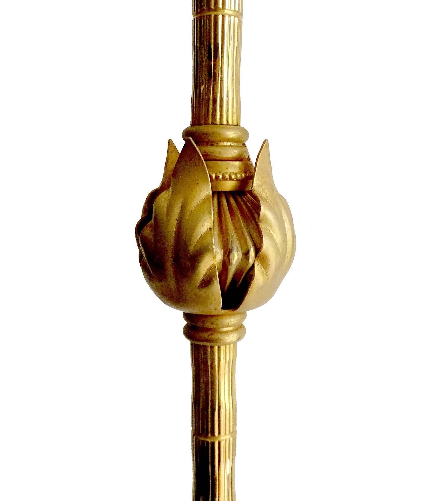 French MidCentury Bagues Brass Bamboo Mid-Century  Floor Lamp, 1950s Design,   In Excellent Condition In Bremen, DE
