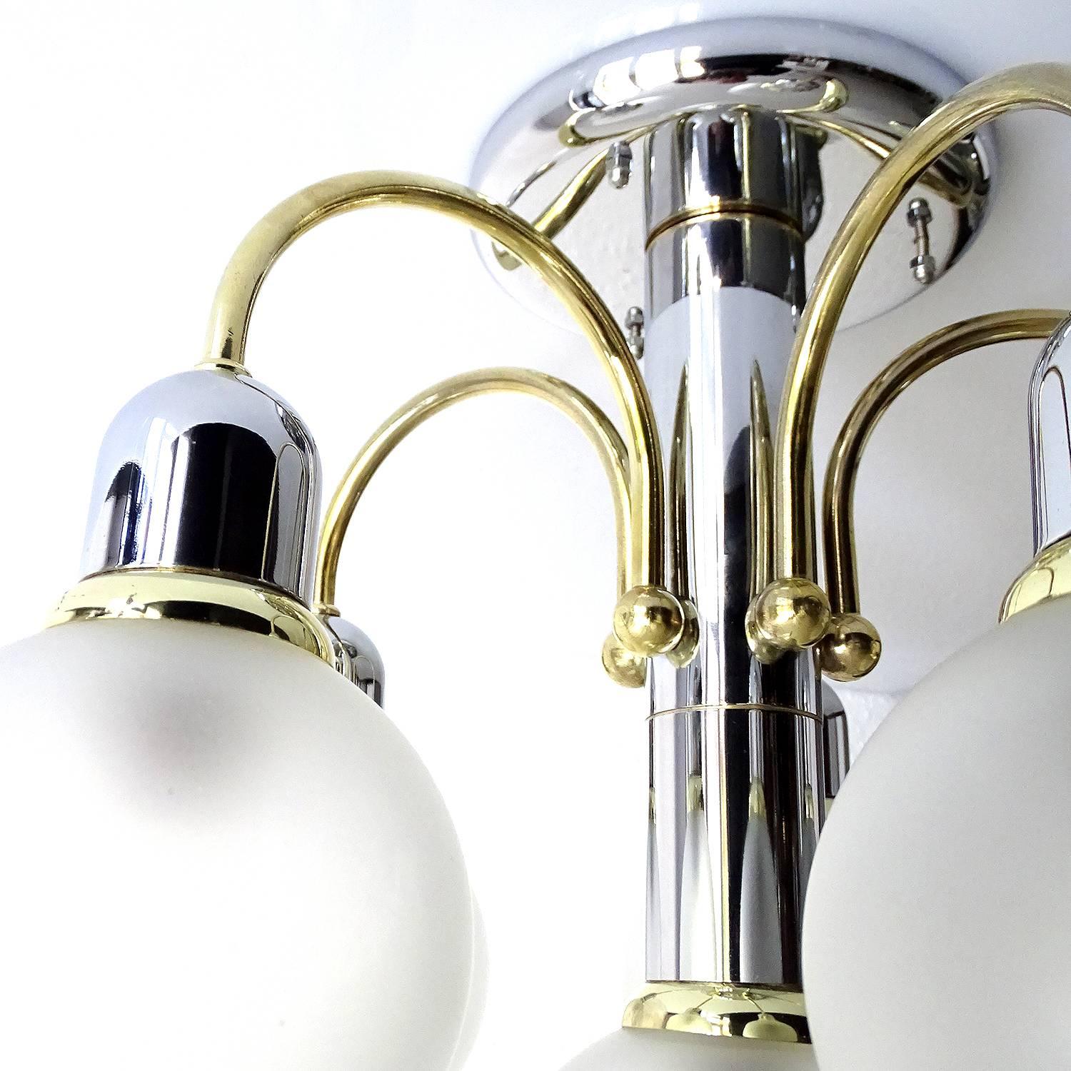 MidCentury Modern Honsel Globe Flush Pendant Light, Stilnovo Gio Ponti Era  For Sale 2
