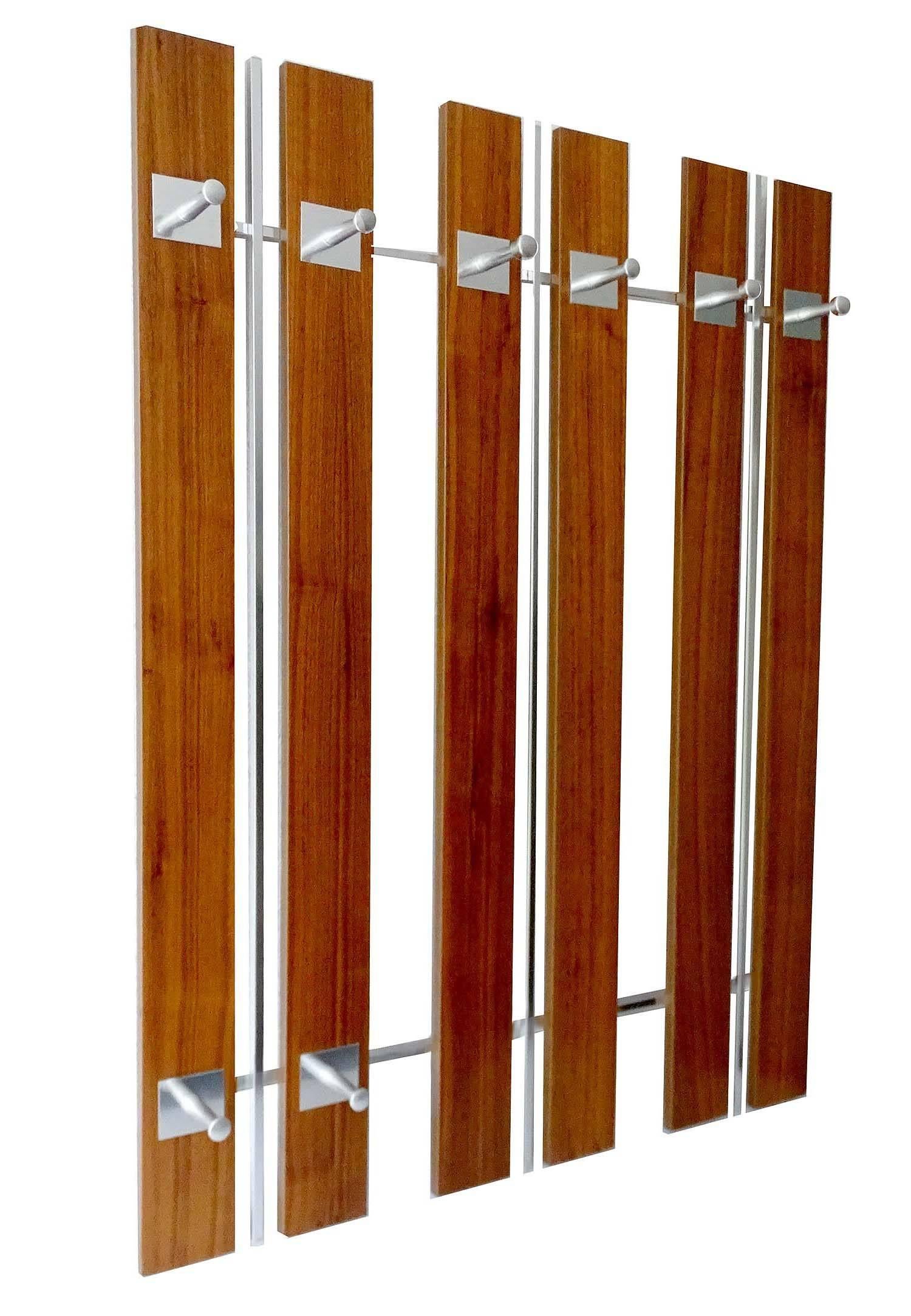 Scandinavian Modern Mid Century Danish Rosewood Wall Coat Rack, 1960s Modernist Design For Sale