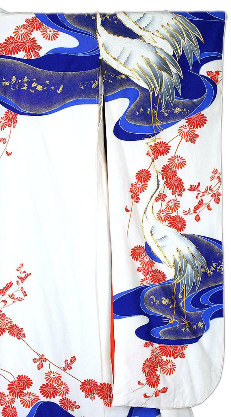 Vintage Silk Silver Brocade  Japanese Ceremonial Kimono, MidCentury  For Sale 1