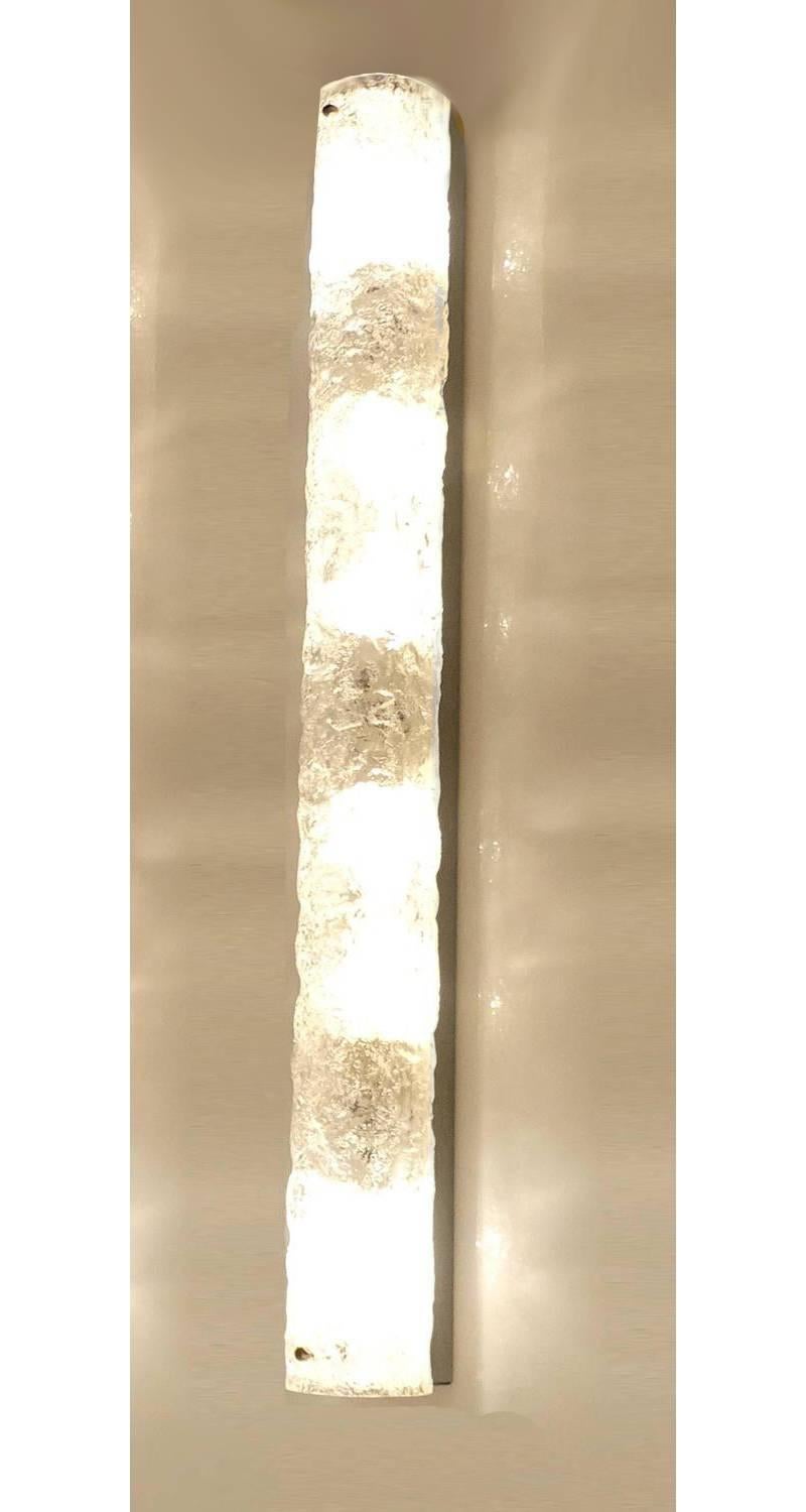 European Pair of Huge MidCentury Murano Glass & Chrome Mirror Sconces Wall Lights, 1960s