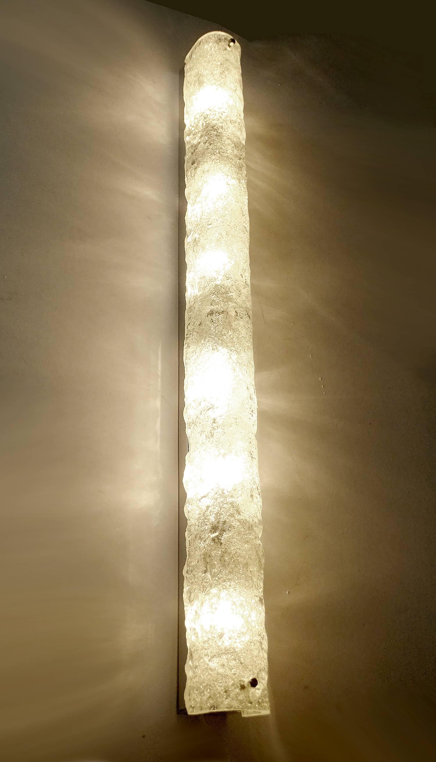 Pair of Huge MidCentury Murano Glass & Chrome Mirror Sconces Wall Lights, 1960s 1