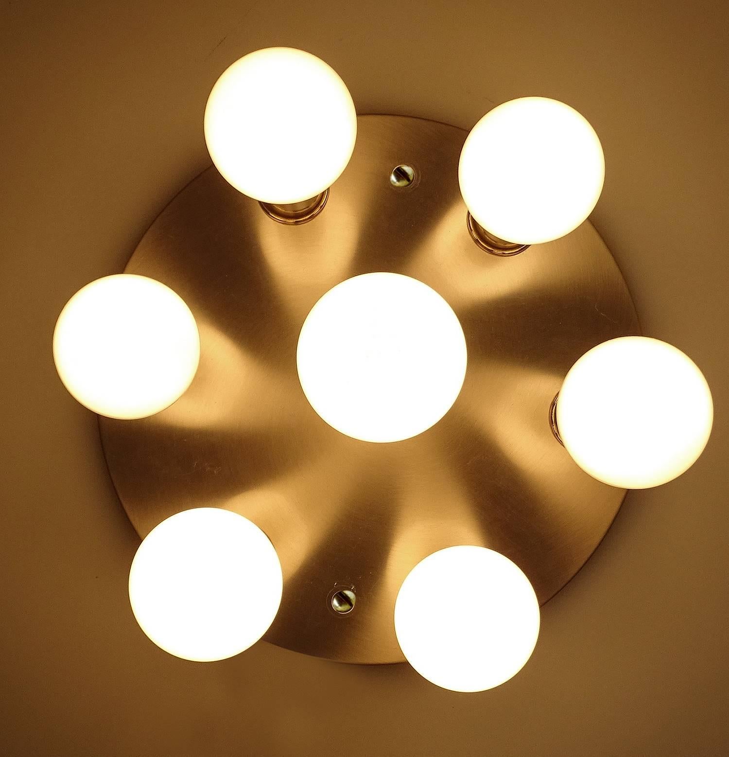 Late 20th Century Honsel  Brass Flush Mount Light, 1970s Modernist Design Pendant Lamp