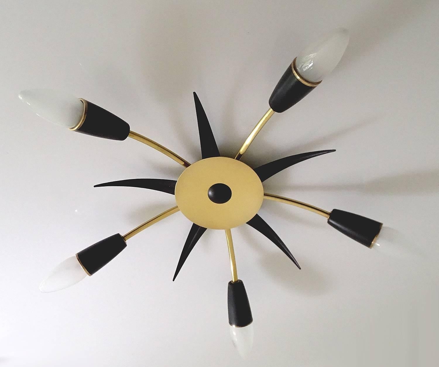 Austrian Sputnik Flush Light,  Stilnovo Style Gio Ponti Era 