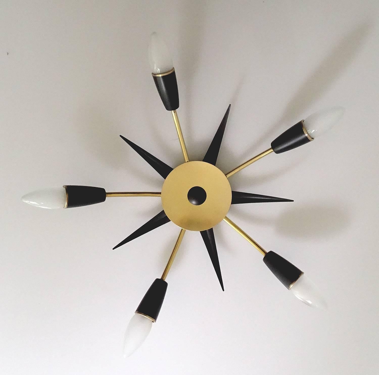 Mid-20th Century Sputnik Flush Light,  Stilnovo Style Gio Ponti Era 