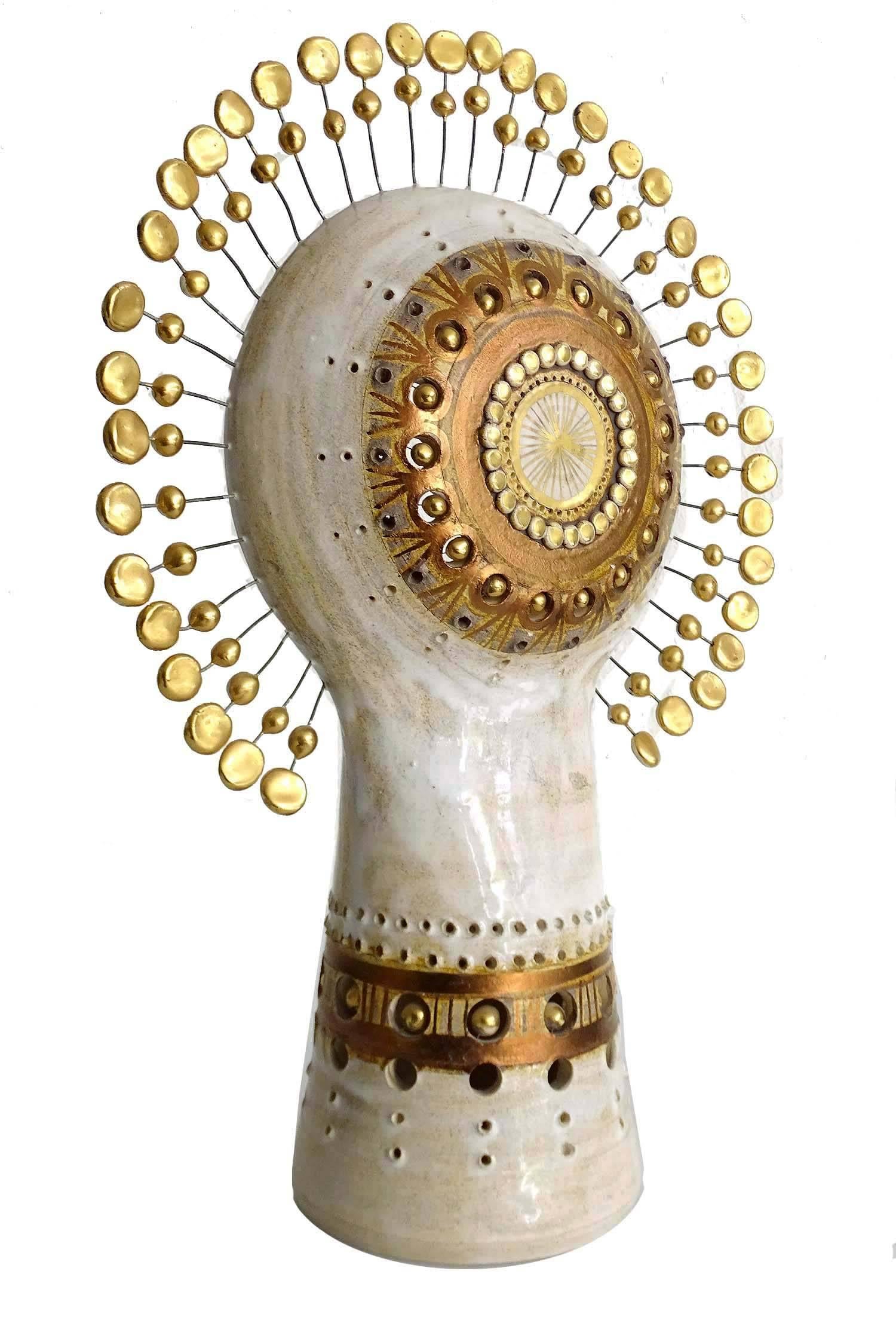  French Sunburst Georges Pelletier Ceramic Table Lamp, Stilnovo Gio Ponti Era  2