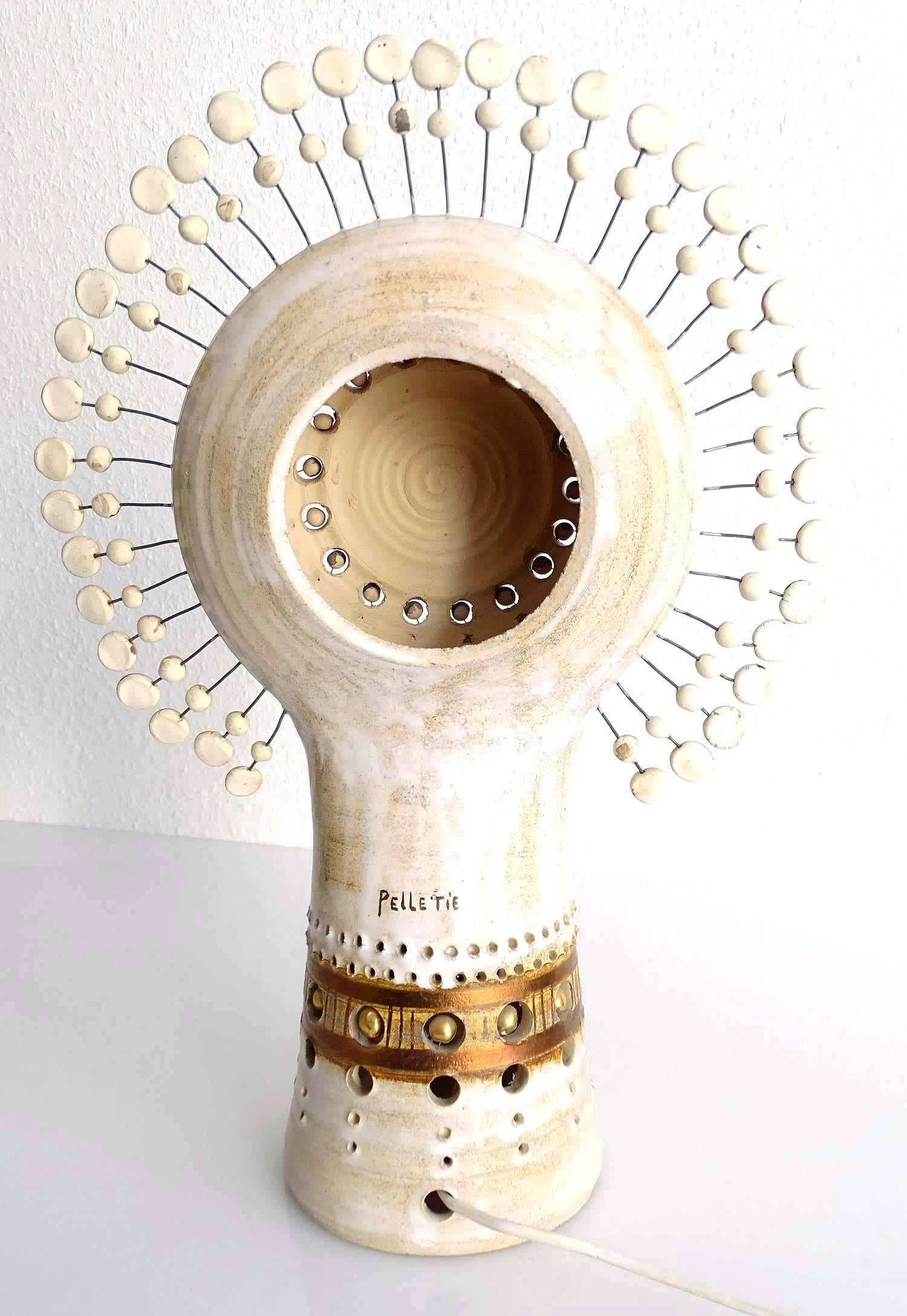 French Sunburst Georges Pelletier Ceramic Table Lamp, Stilnovo Gio Ponti Era  15