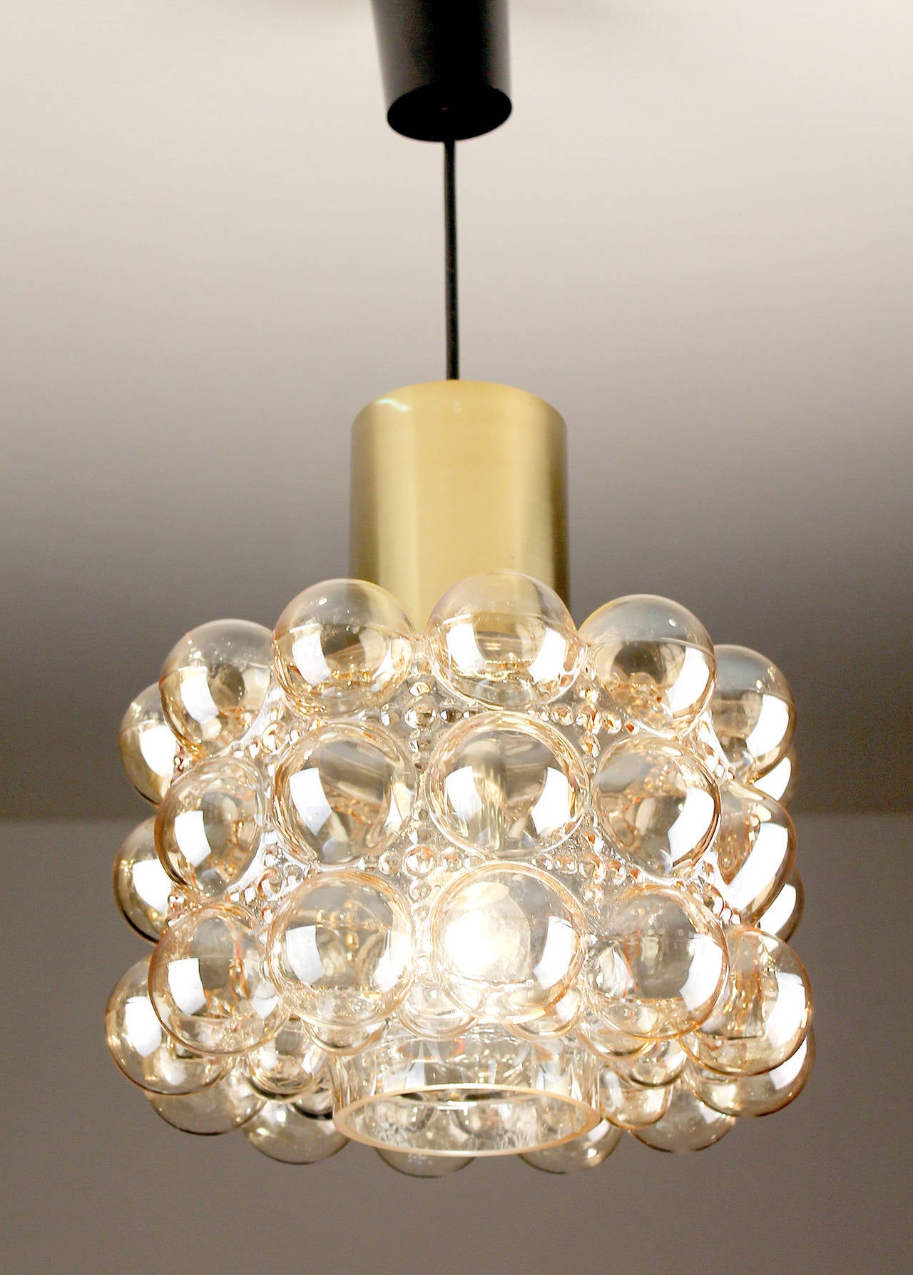 Limburg MidCentury Bubble Glass Brass Chandelier Pendant Light, Gio Ponti Era For Sale 2