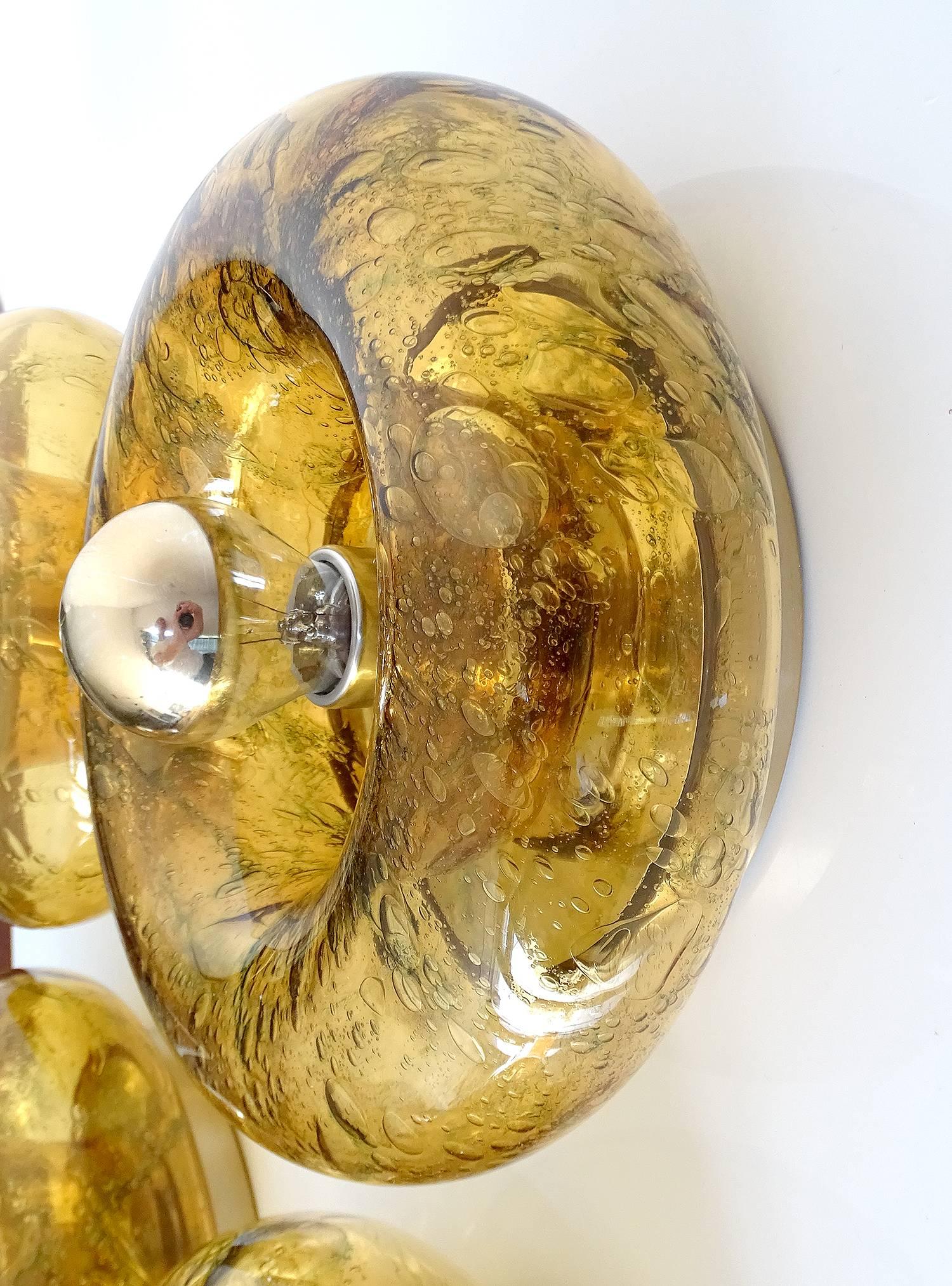Pair of  MidCentury Doria Murano Amber Glass Mirror Sconces, Gio Ponti Era 3