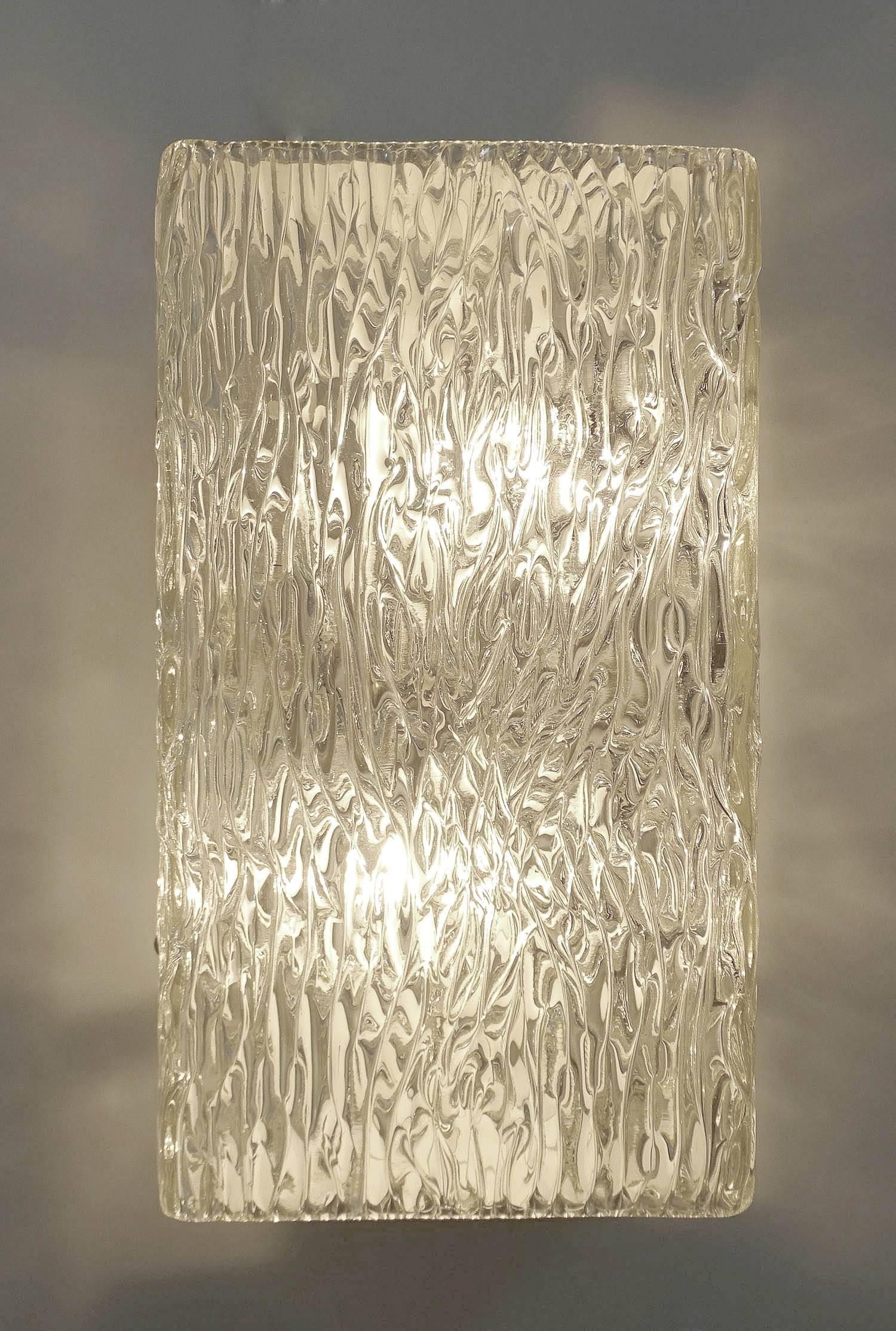 Mid-Century Modern Pair of Large MidCentury Kalmar Murano Glass Sconce, , Stilnovo Gio Ponti Era