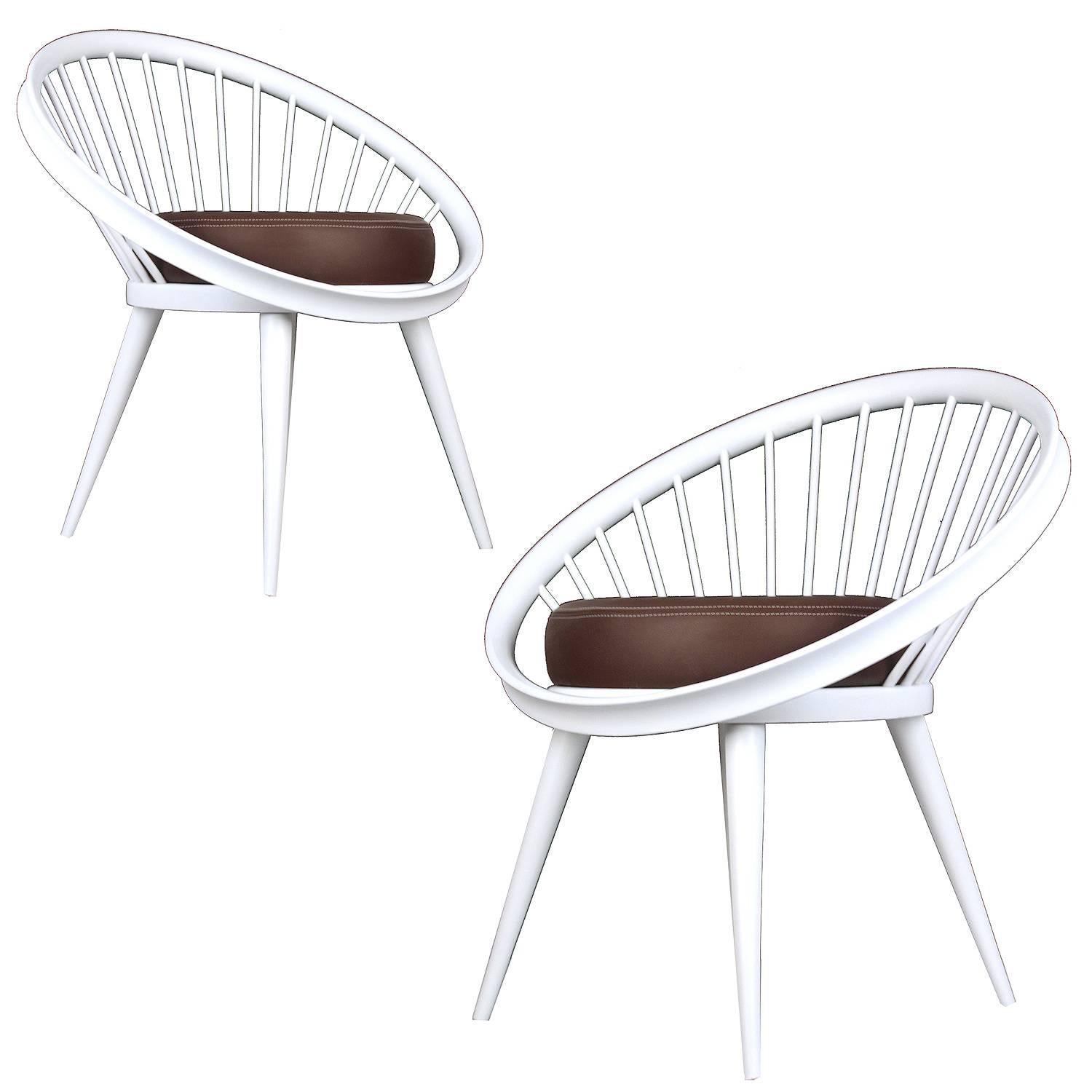 Mid Century Pair of Yngve Ekström Circle Lounge Chairs, 1960s Danish Modern For Sale