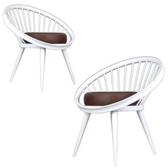 Mid Century Pair of Yngve Ekström Circle Lounge Chairs, 1960s Danish Modern