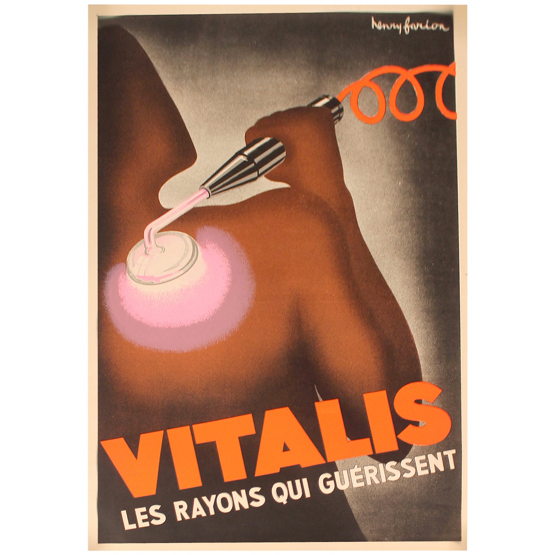 French Art Deco Advertising Ad Poster by Henry Farion, 1930s, Cassandre Style For Sale