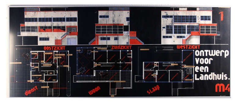 Belgian Art Deco Bauhaus Original Mansion Villa Architect Blueprint and Drawing, Belgium For Sale