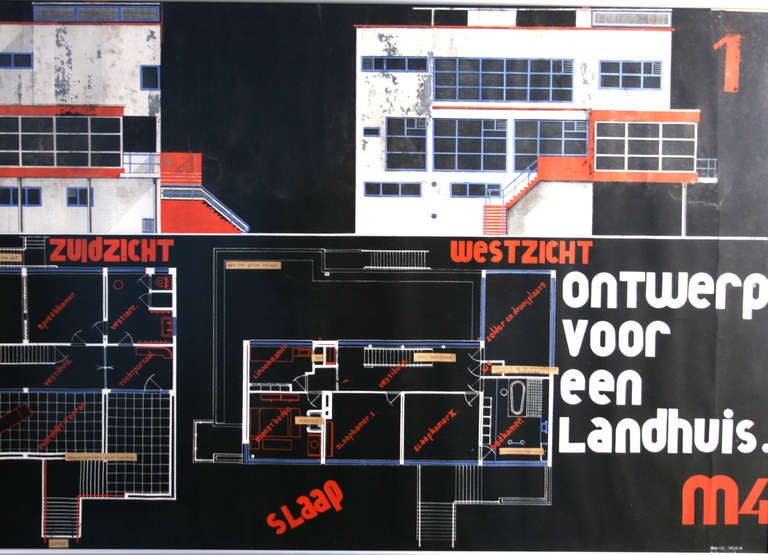 Art Deco Bauhaus Original Mansion Villa Architect Blueprint and Drawing, Belgium In Good Condition For Sale In Bremen, DE