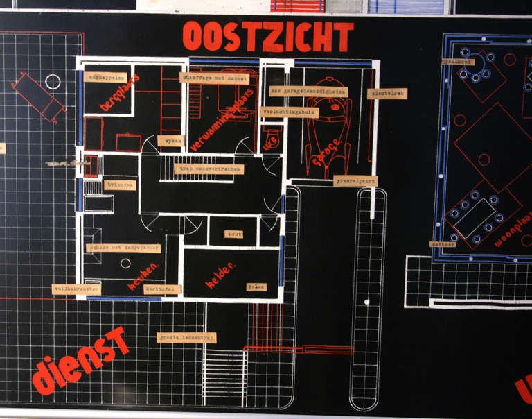 Art Deco Bauhaus Original Mansion Villa Architect Blueprint and Drawing, Belgium For Sale 1