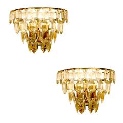 Pair of Bakalowits Glass & Gold Brass Sconces, 1960s Modernist Desígn 8