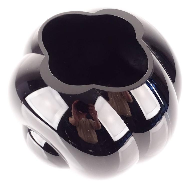 Sakier Art Deco Ebony Glass Vase for Fostoria Glass Company at