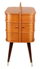 Danish Modern Sewing Box Storage Chest Plywood, 1960s Modernist Design Vintage