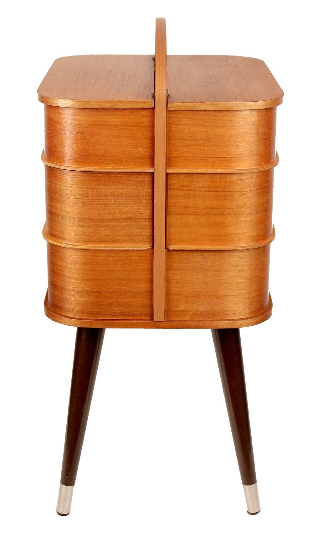 Danish Modern Sewing Box Storage Chest Plywood, 1960s Modernist Design Vintage 2