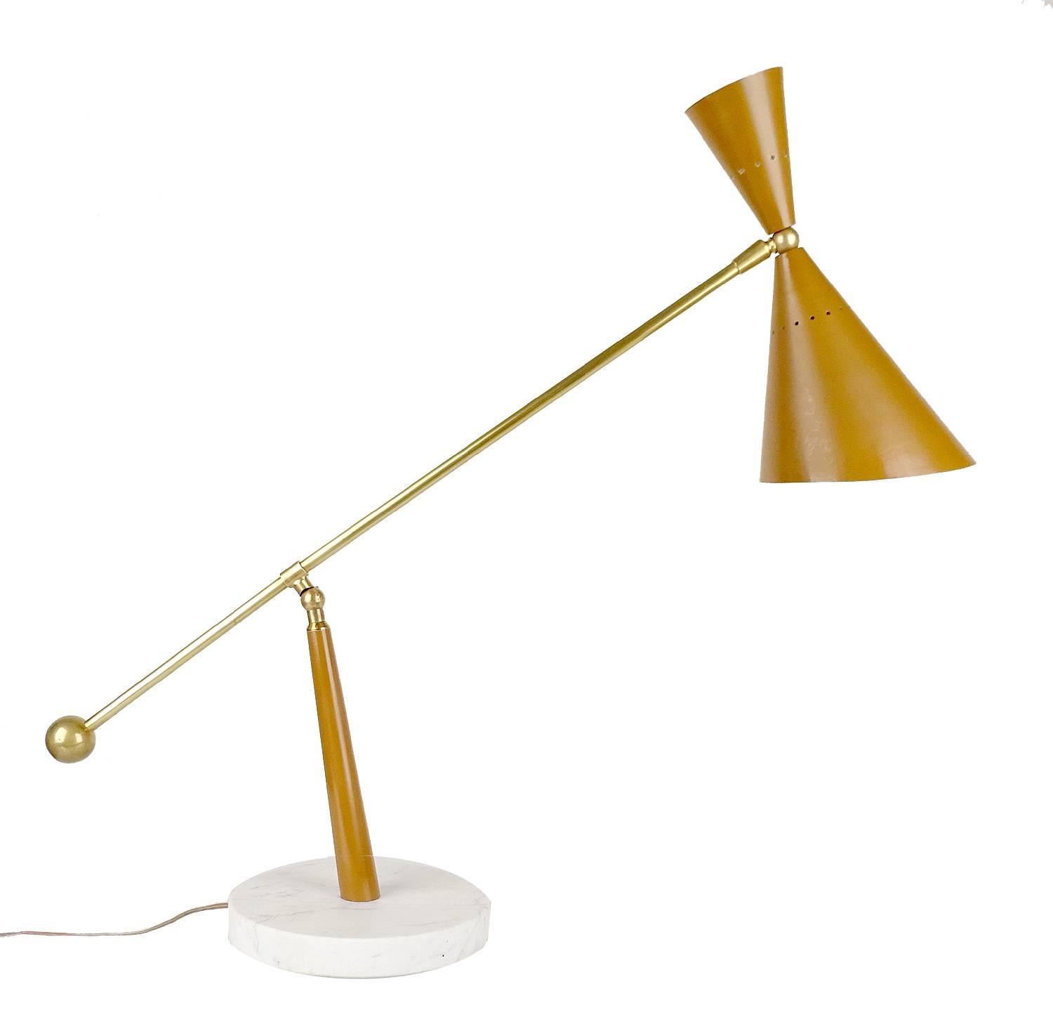 Very Large Stilux Milano Table Desk Lamp, 1950s Modernist Stilnovo Style, Brass