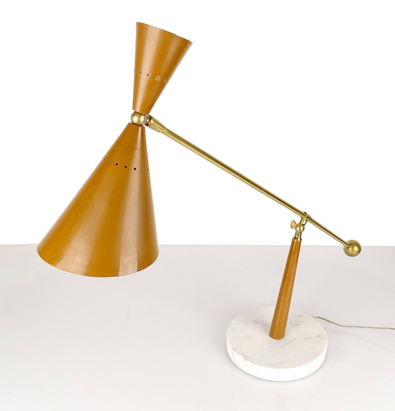 Mid-20th Century Very Large Stilux Milano Table Desk Lamp, 1950s Modernist Stilnovo Style, Brass