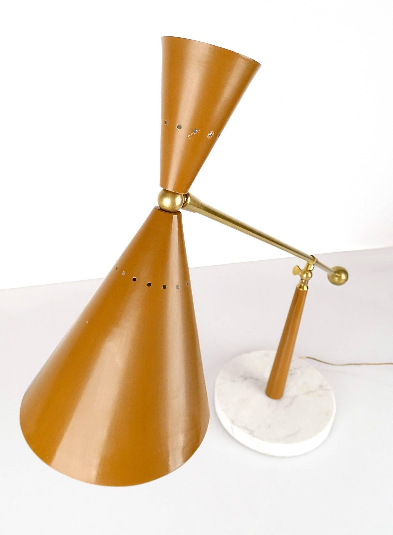 Very Large Stilux Milano Table Desk Lamp, 1950s Modernist Stilnovo Style, Brass 1
