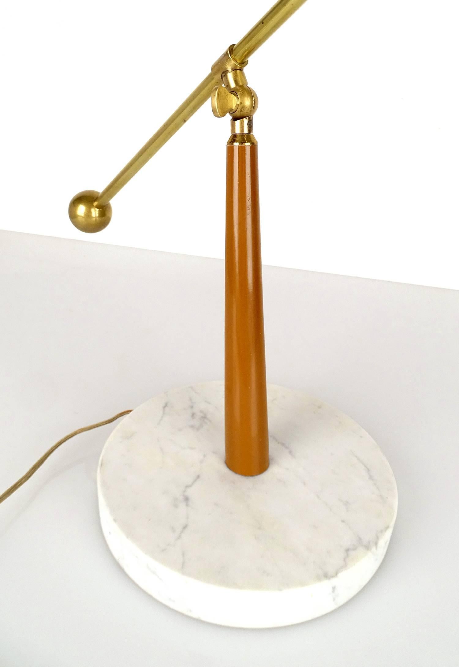 Very Large Stilux Milano Table Desk Lamp, 1950s Modernist Stilnovo Style, Brass 2