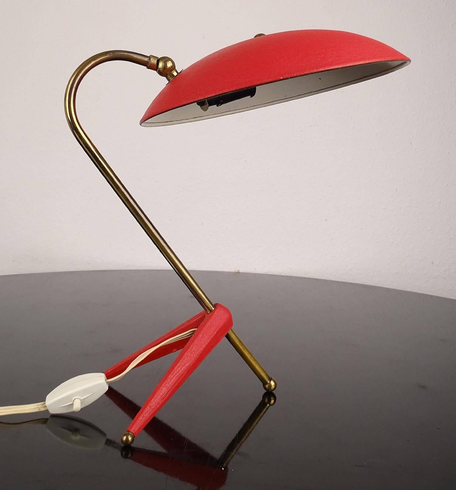 Aluminum Stilnovo  Style Table Lamp, 1950s Italian Modernist Design  