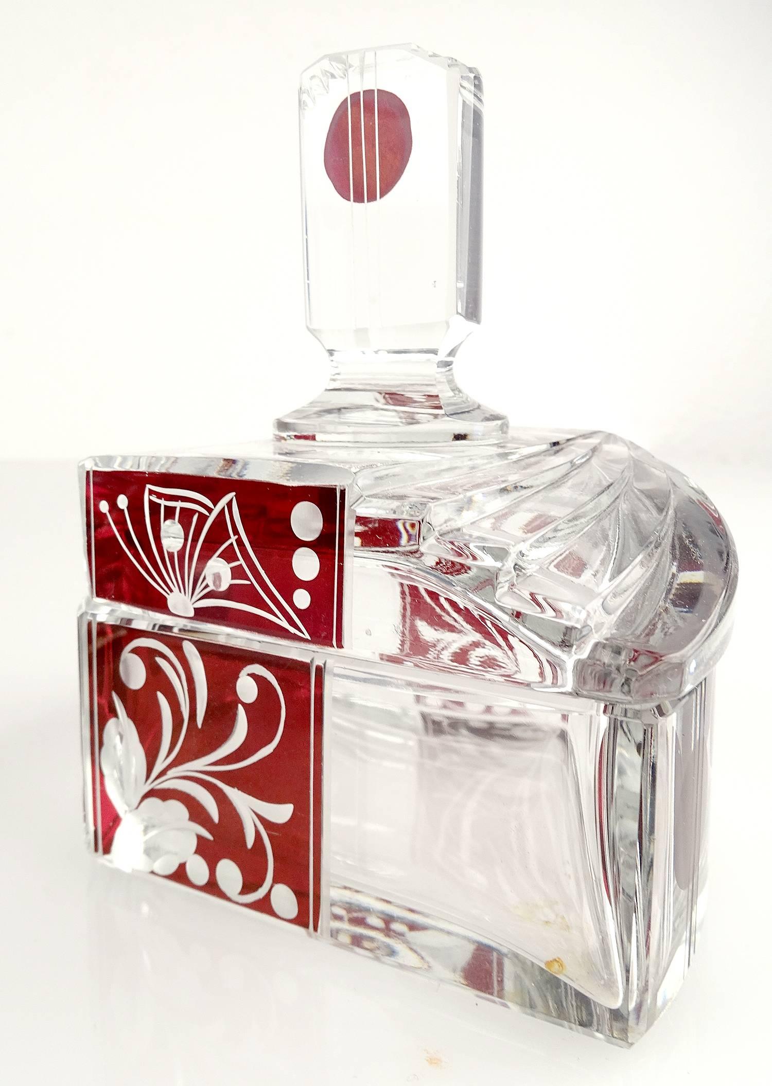 Art Deco Karl Palda Bohemia Crystal Perfume Spray, Vanity Box Set, 1930s 4