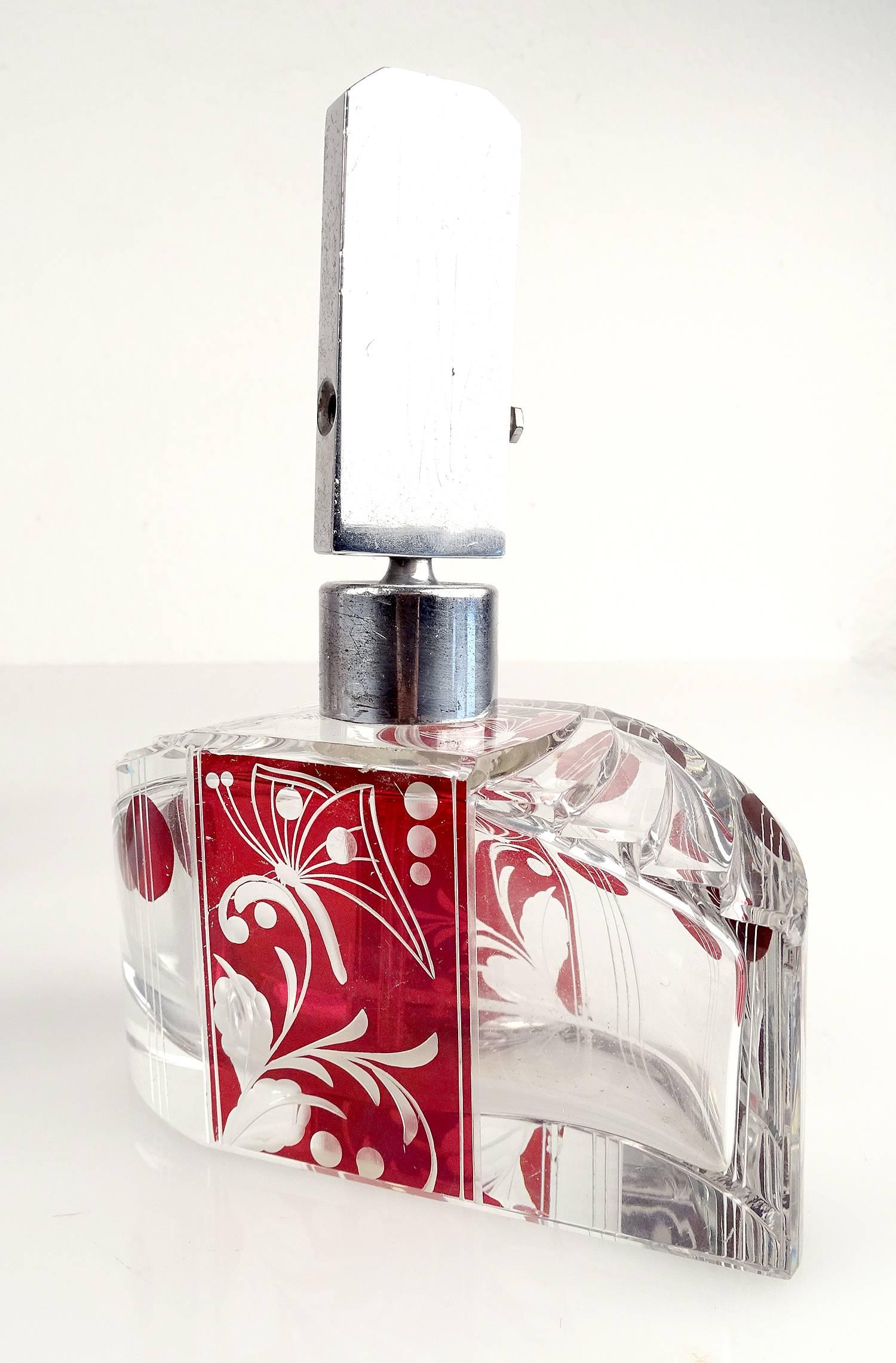Art Deco Karl Palda Bohemia Crystal Perfume Spray, Vanity Box Set, 1930s 2