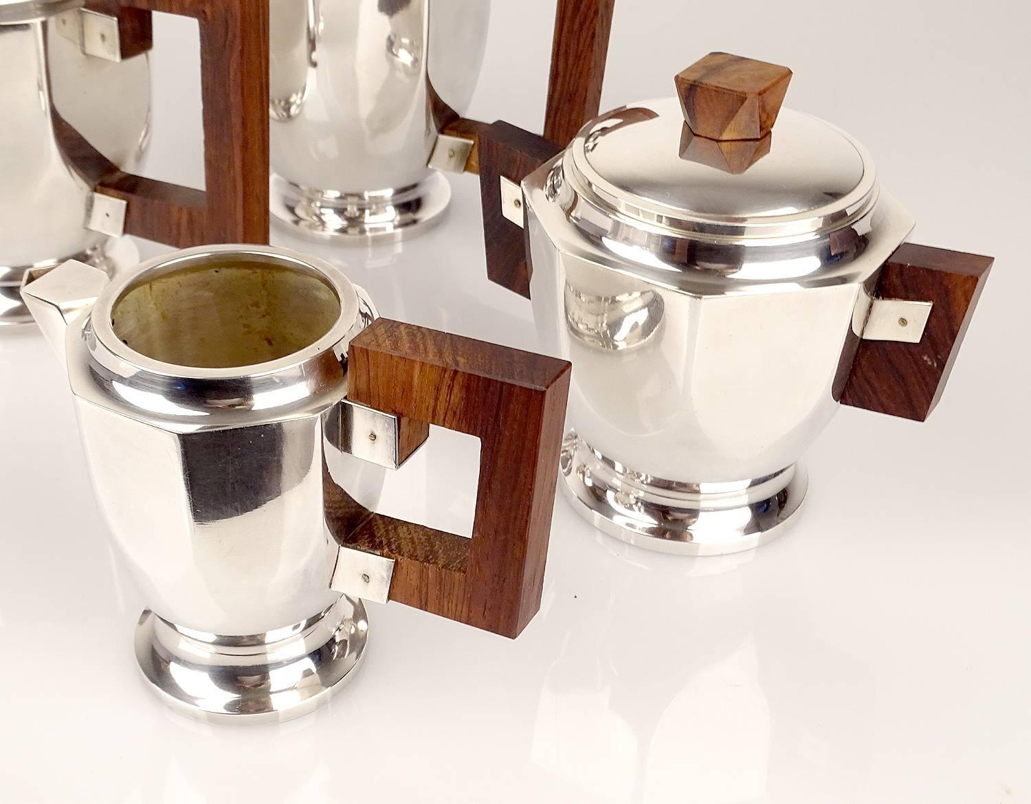 French Art Deco Silver plated Tea Coffee Set Art Deco Modernist at 1stdibs