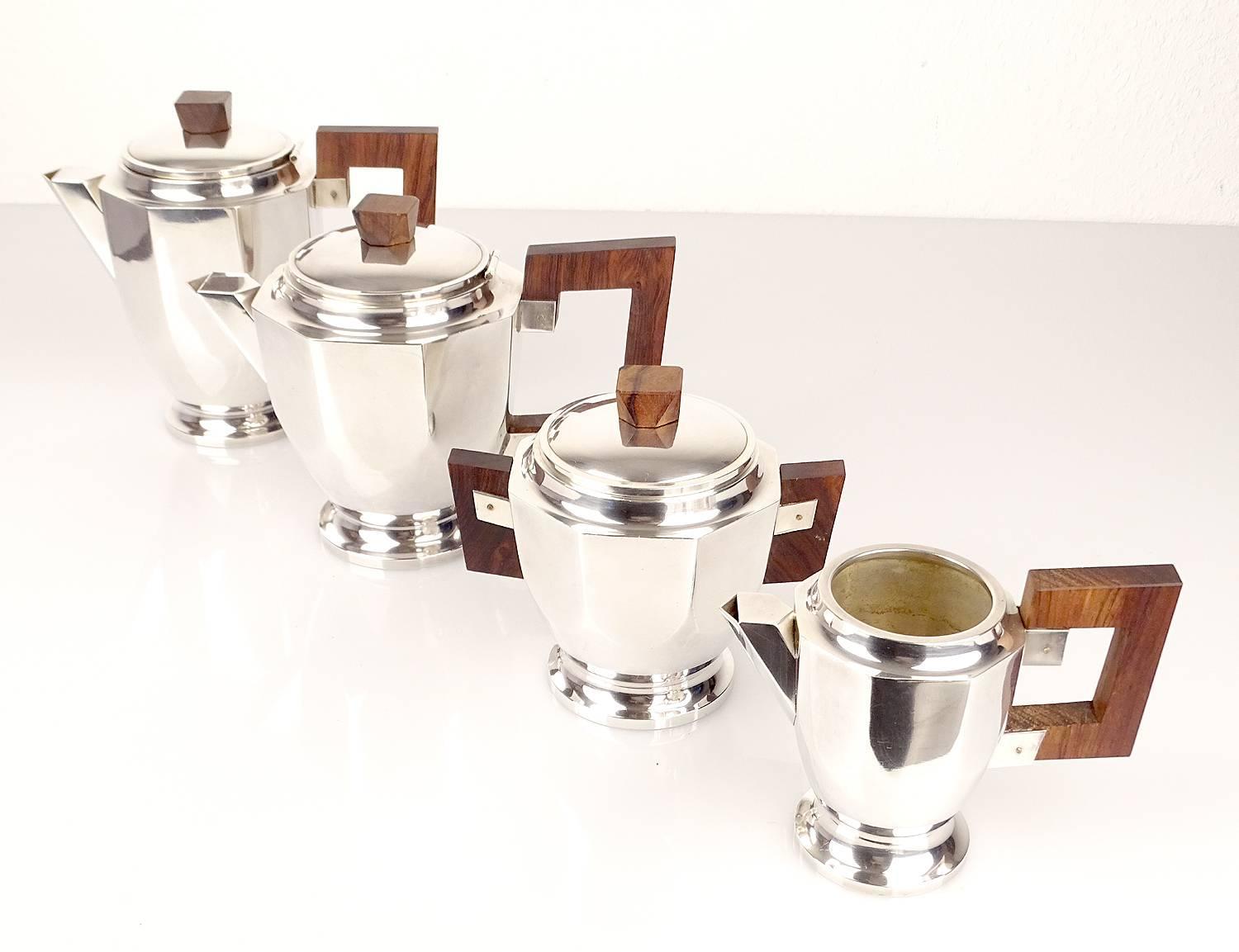 French Art Deco Silver plated Tea Coffee Set Art Deco Modernist at 1stdibs