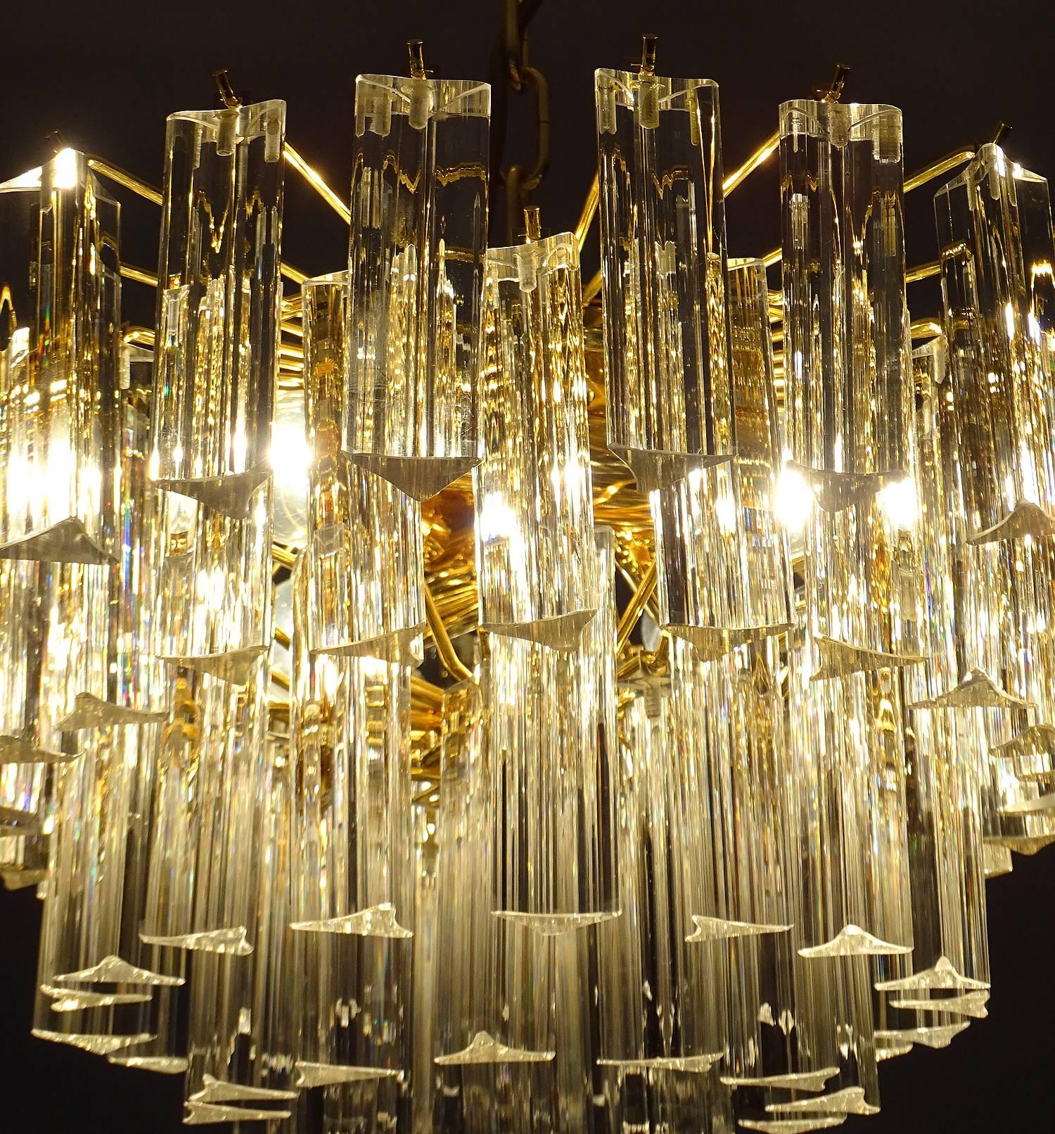 Brass Venini Murano Glass Chandelier