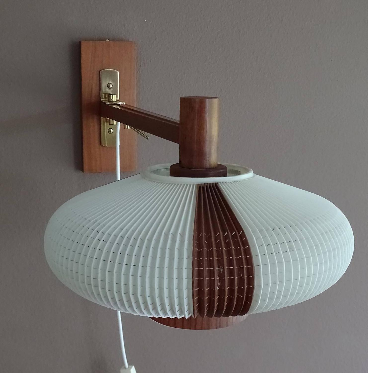 Very Large Danish Modern Articulate Swing Wall Lamp Teak Cocoon Sconce, 1960s For Sale at 1stdibs