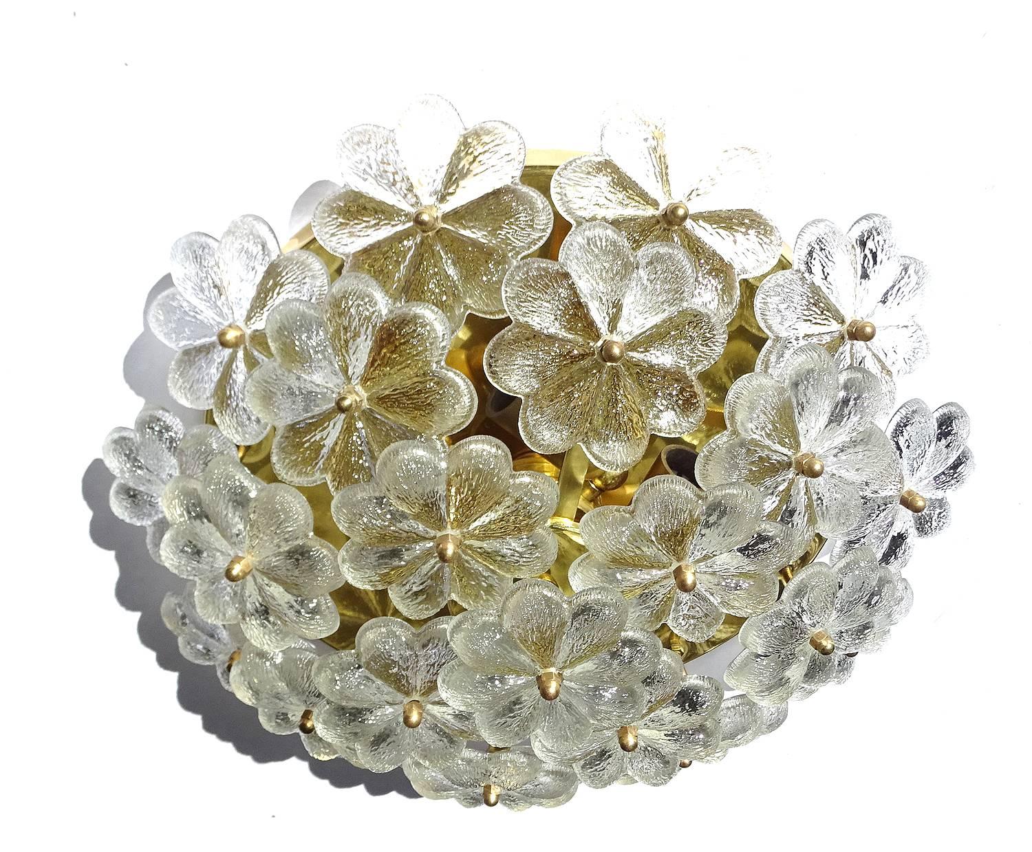  Palme Sconce Flush Light, Glass Flowers, 1960s  For Sale 2