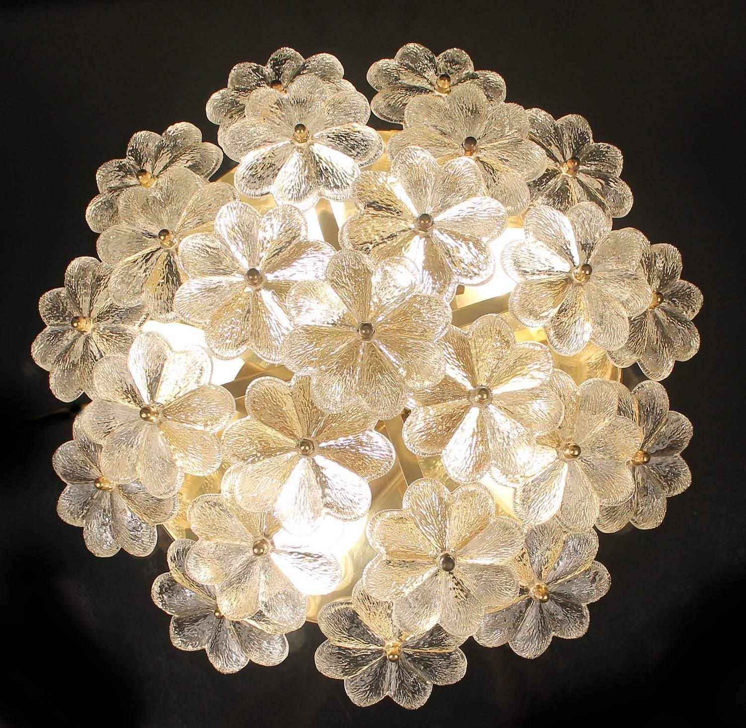  Palme Sconce Flush Light, Glass Flowers, 1960s  For Sale 3