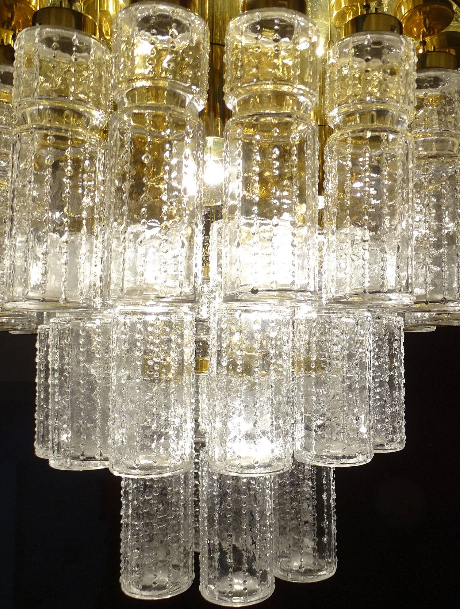 Mid-20th Century Limburg Glas Pendant Light, Brass Chandelier, 1960s