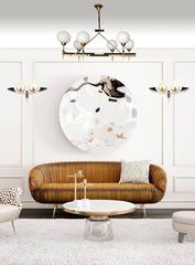 Very Large Linear Maison Arlus Glass Globes Chandelier Brass French Modernist
