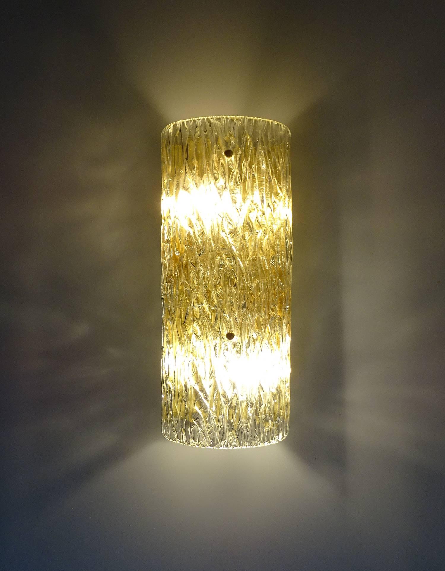 German Pair of Large Kalmar Gold Brass and Murano Glass Sconces, 1960s  Vanity Light