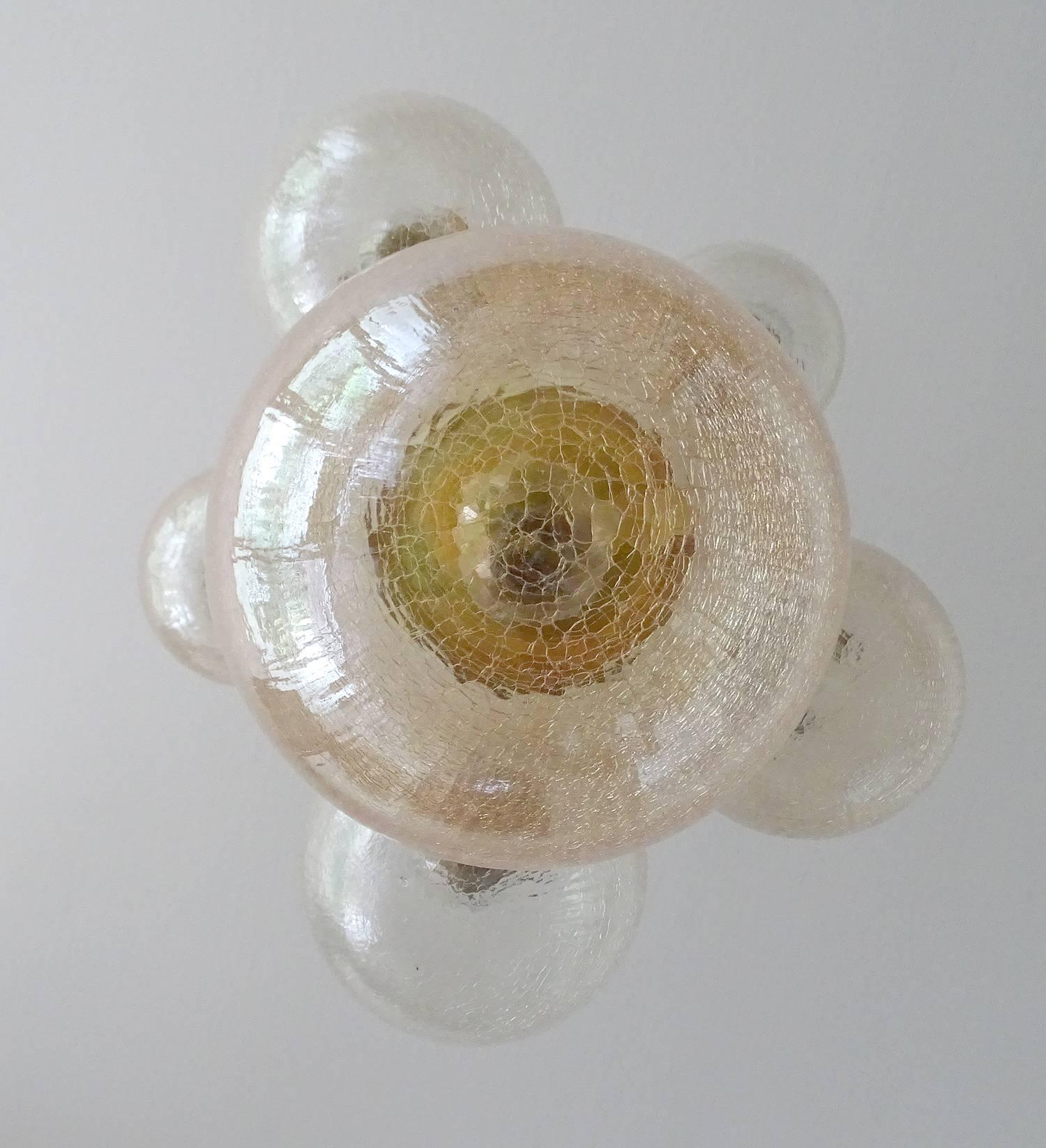 Limburg Cascade Design Brass and Crashed Glass Globe Chandelier Pendant LIghts 4