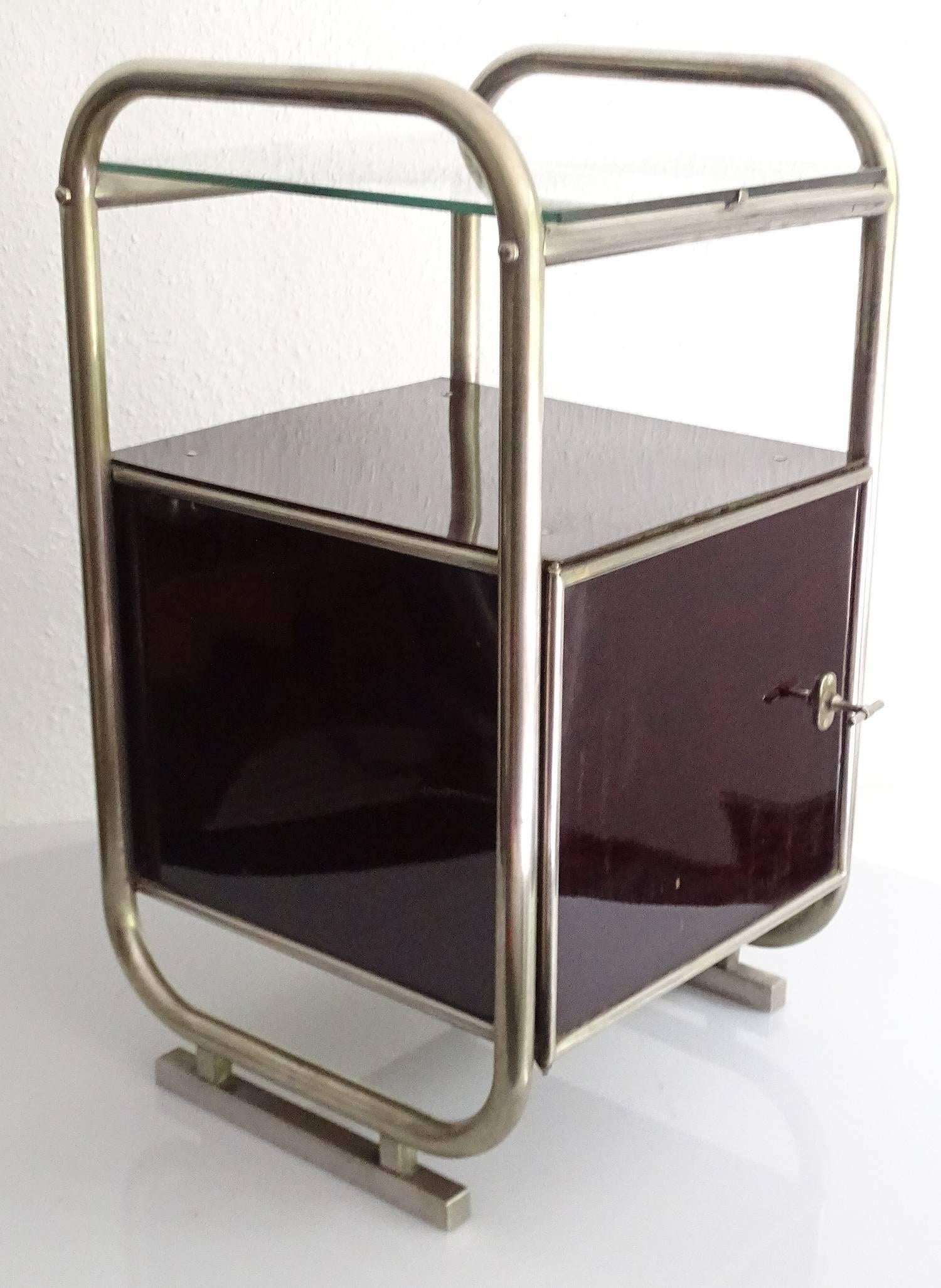 German Pair of Bauhaus Art Deco Industrial Side Tables Cabinets, 1930s Modernist Design