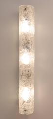 Pair of Large Murano Vanity Glass Sconces, 1960s Chrome Mirror Wall Lights